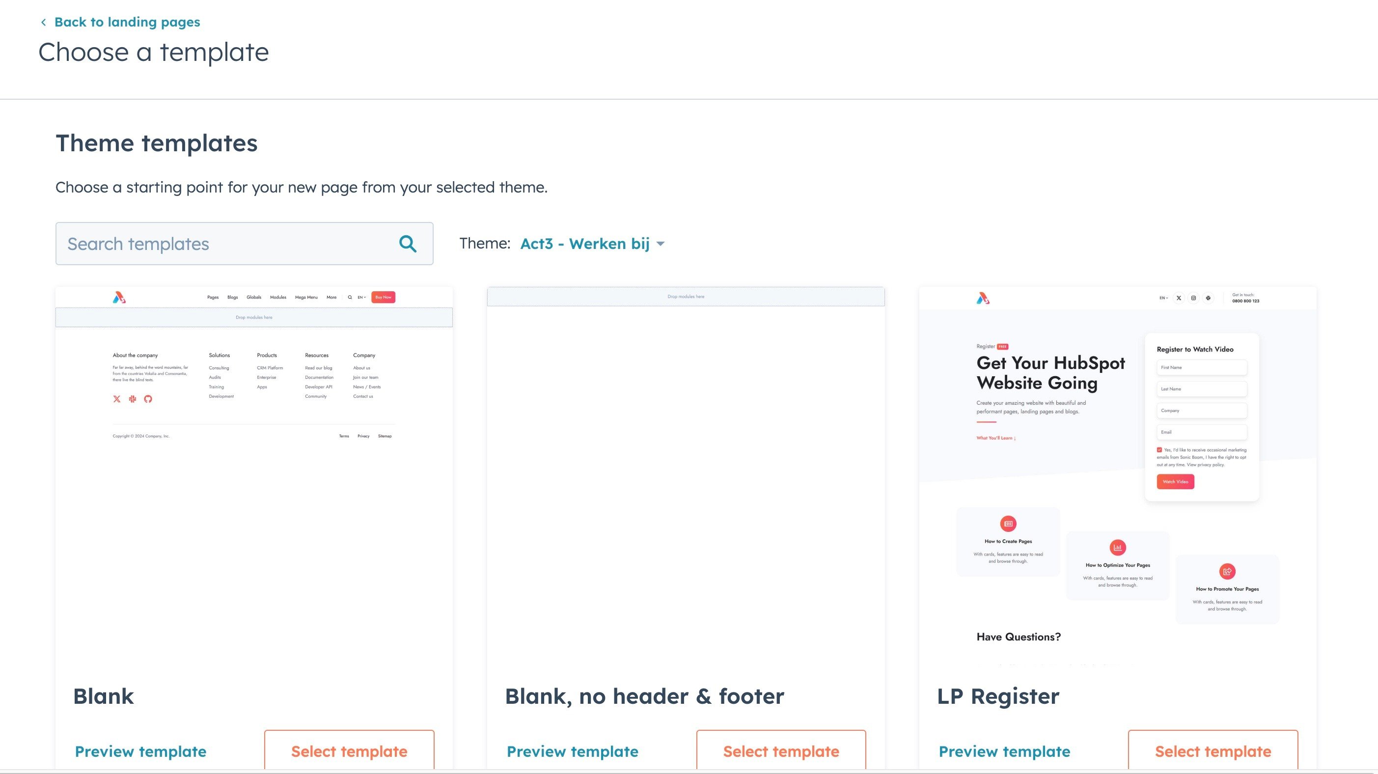 HubSpot Landing Pages